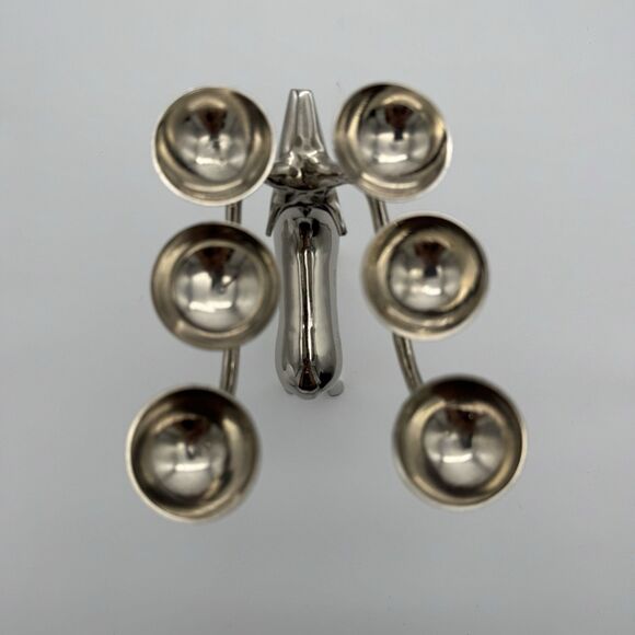 Reindeer Candle Holder Silver Tone 6 Point Metal Christmas Holiday Candelabra - Picture 5 of 8